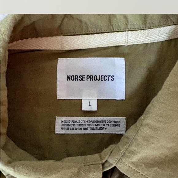 Norse Projects Hans Double Layer Cotton button down shirt in Green - Picture 3 of 9